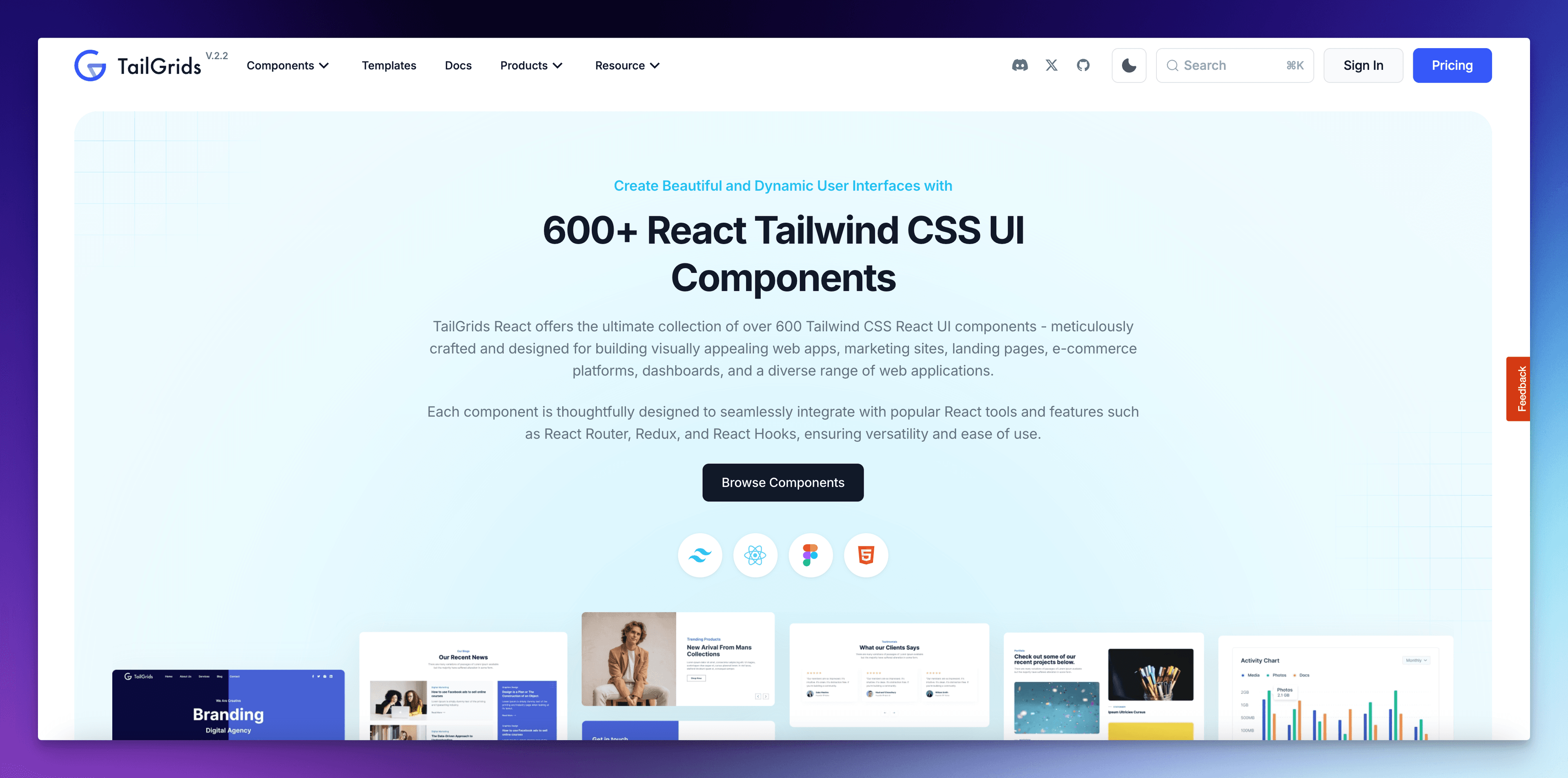 An abstract illustration showcasing a modern design system with various UI components like buttons, input fields, cards, and navigation elements, arranged systematically to represent a component library for React and React Native.