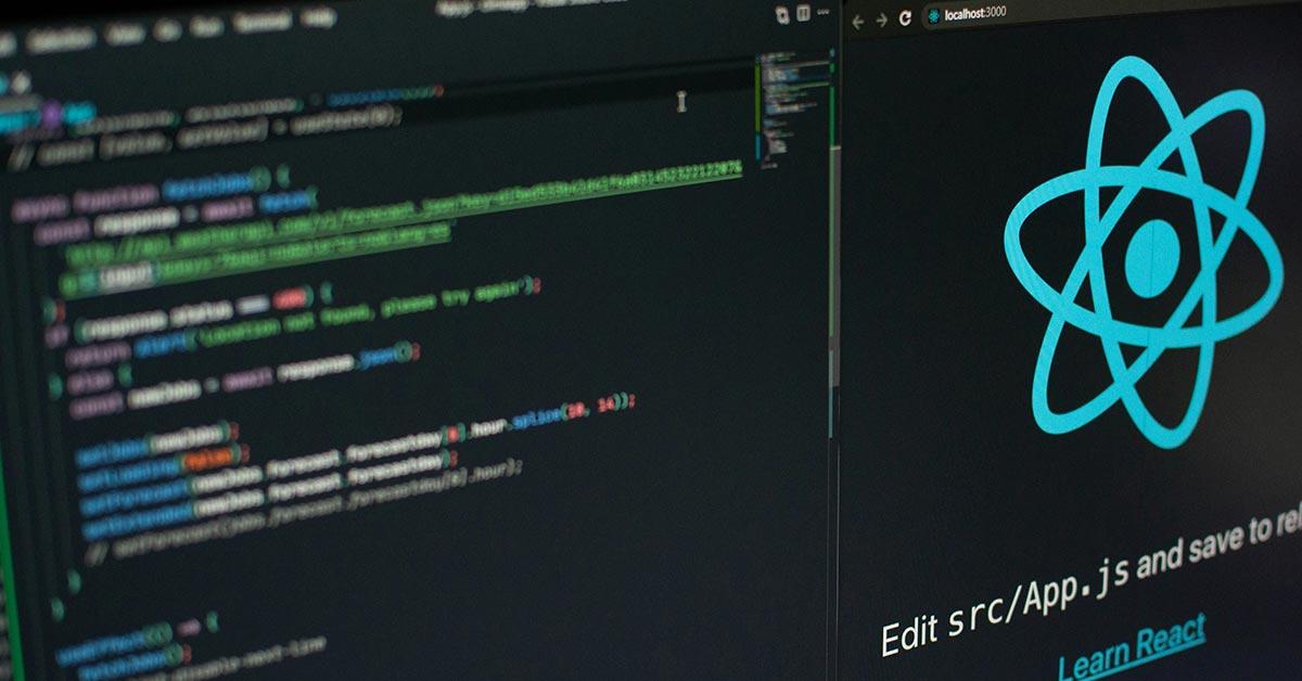 A visual representation of React, TypeScript, and JavaScript logos, symbolizing the power of TypeScript for building secure and scalable React and Node.js projects.