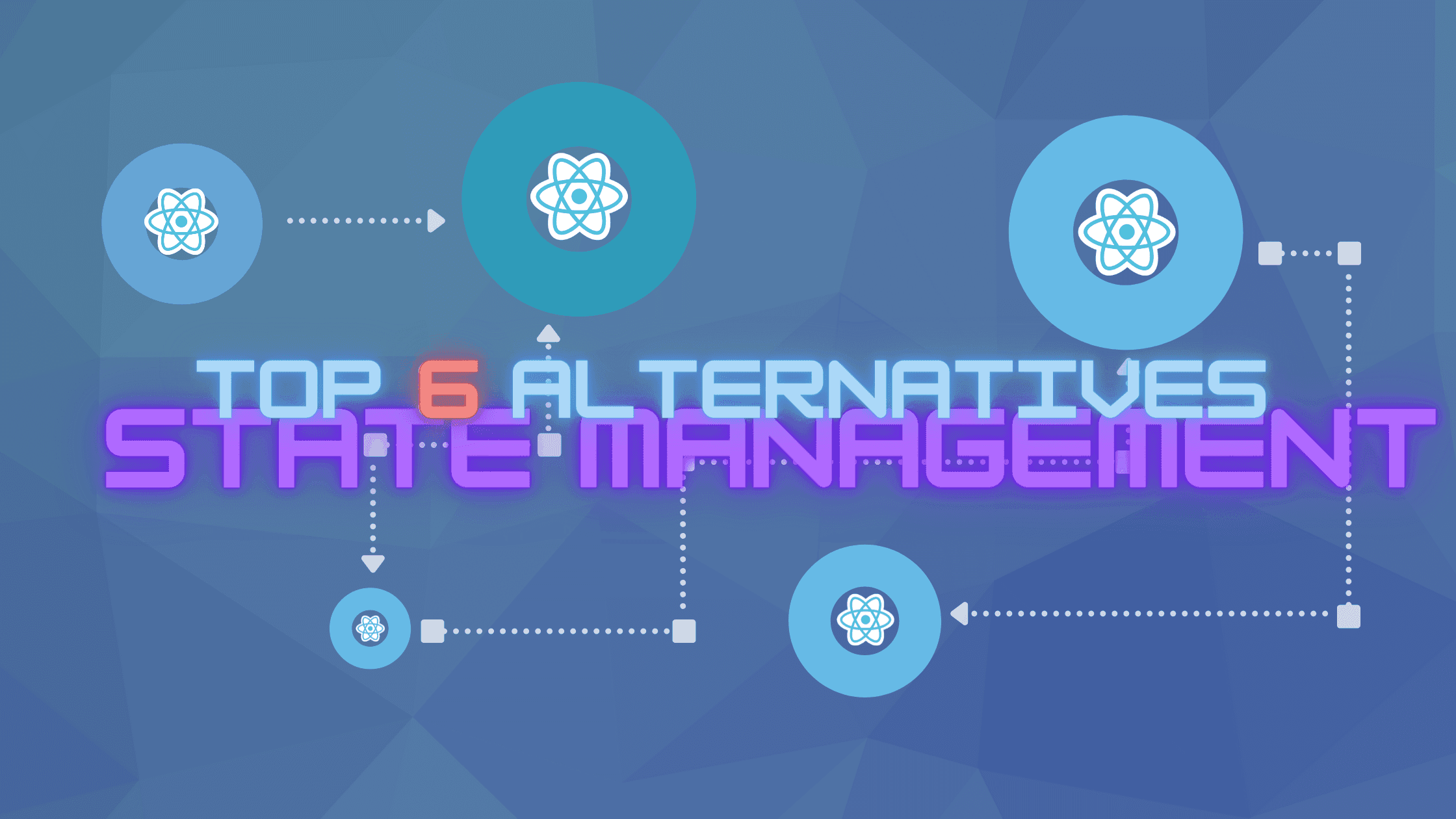 Visual representation of advanced React state management tools like Context API, Redux, and Zustand, for building powerful applications.